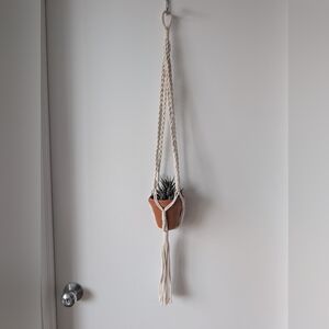 Macrame Plant Pot Holder White Cotton